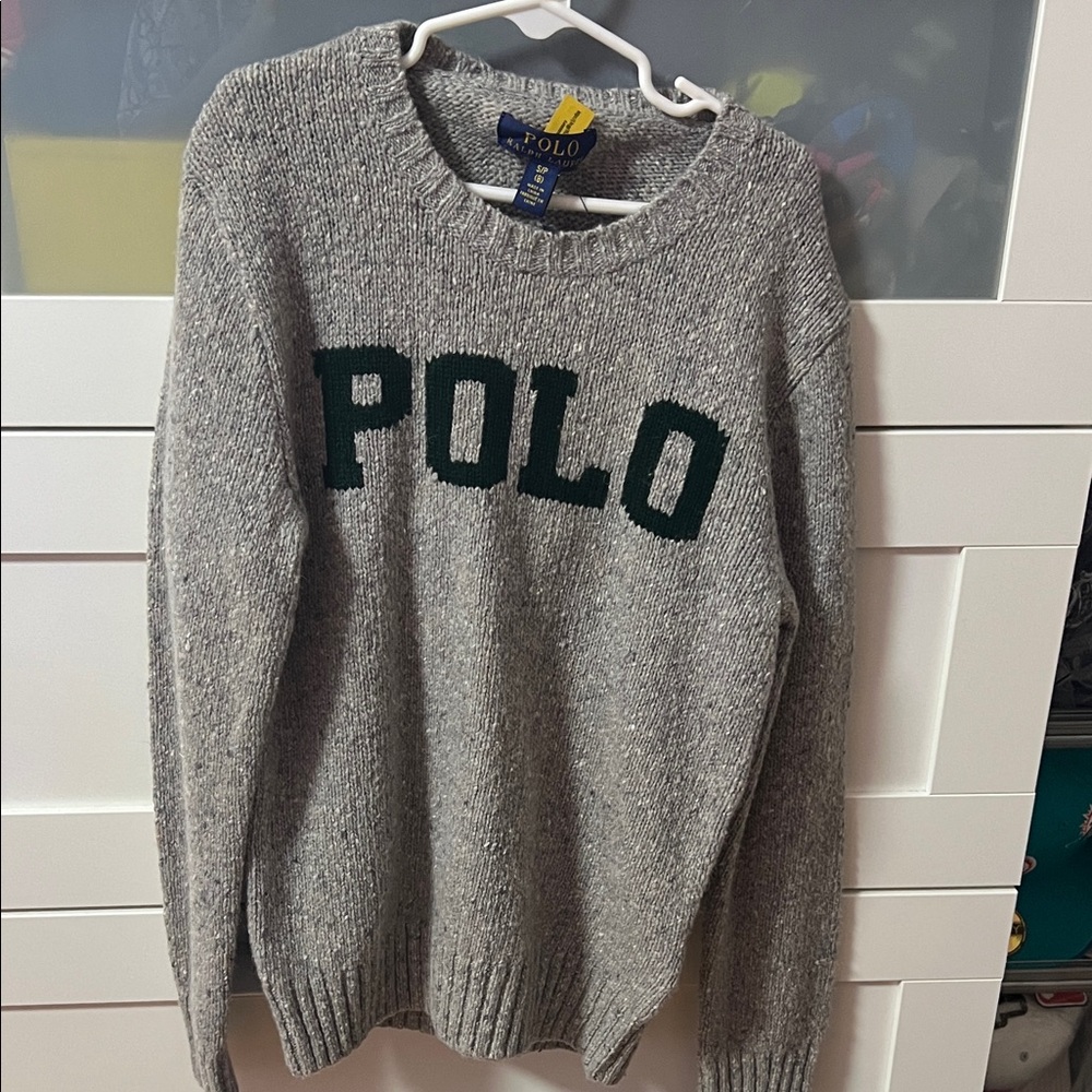 Polo by Ralph Lauren Heather Gray Sweater with Dark Green Logo
